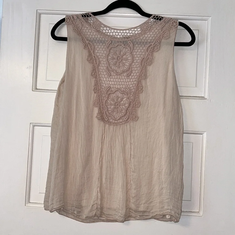 Small Carla Conti made in Italy crochet 100% silk sleeveless blouse tanktop top - Picture 1 of 6